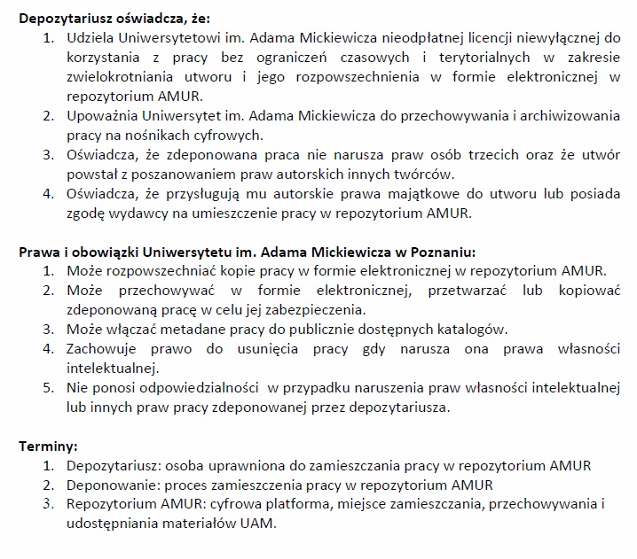 Licencja stosowana w repozytorium AMUR